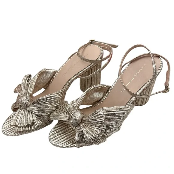 Loeffler Randall Camellia Champagne Pleated Bow Heel - Picture 5 of 11